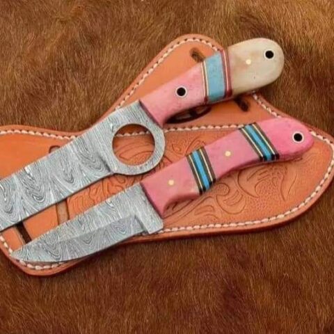 Custom Handmade High Quality Damascus steel Cowboy Skinner & pistol cutter knive